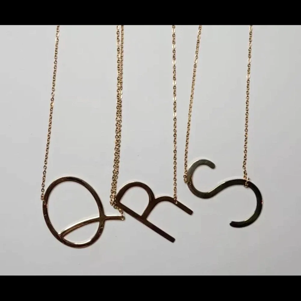 Gold Initial Pendant Necklace Letter A-Z - Picture 8 of 9
